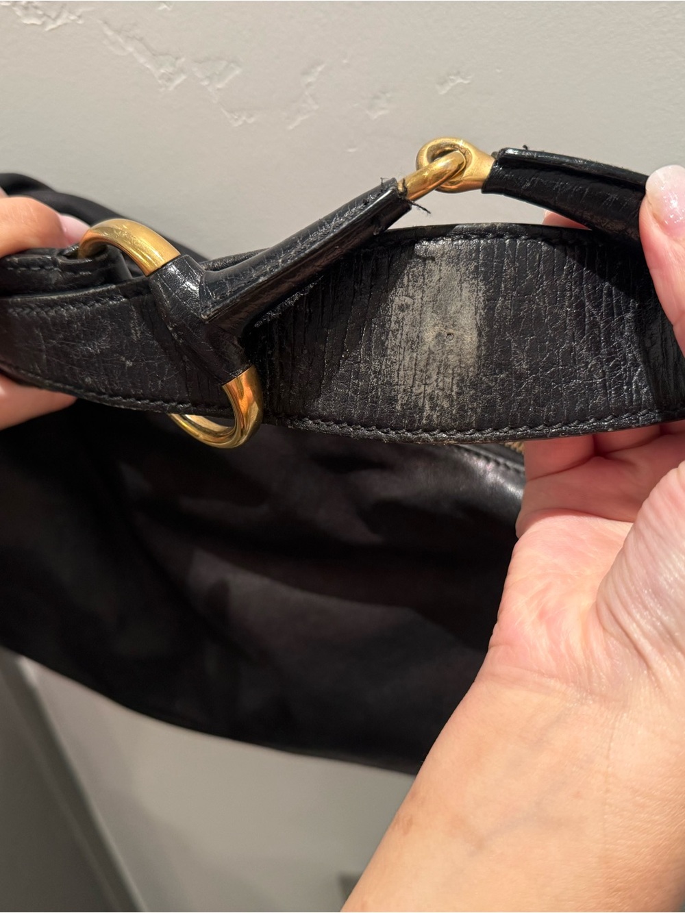 Authentic Gucci Black Leather Horsebit Hobo Bag Medium Vintage - Picture 6 of 13